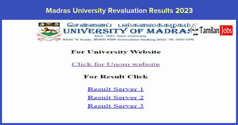 Madras University Revaluation Results 2023