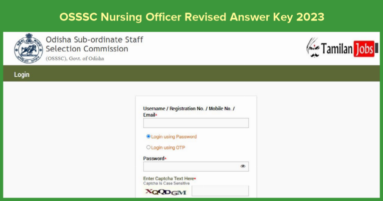 OSSSC Nursing Officer Revised Answer Key 2023