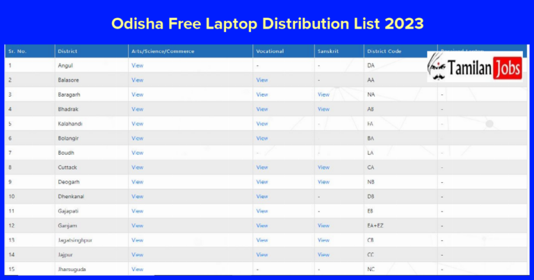 Odisha Free Laptop Distribution List 2023
