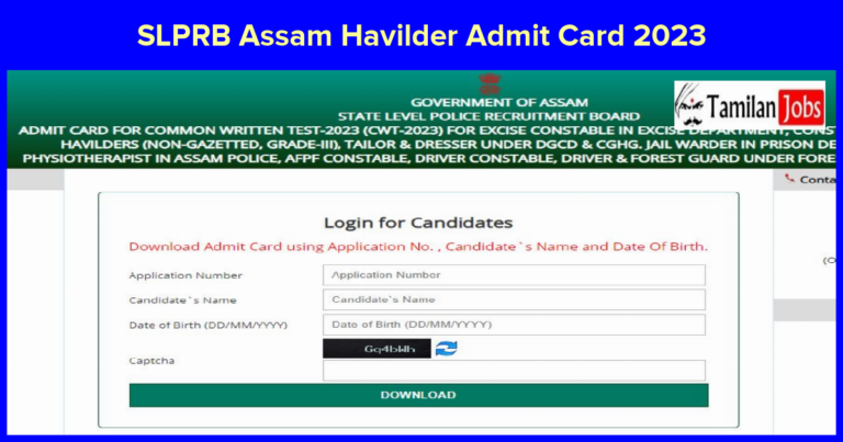 SLPRB Assam Havilder Admit Card 2023
