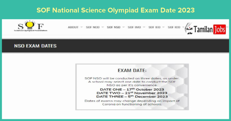 SOF National Science Olympiad Exam Date 2023