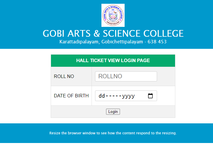 Gobi College May 2023 Admit Card