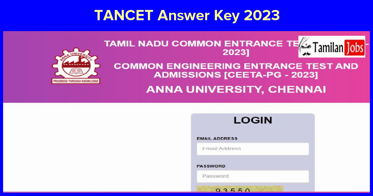 TANCET Answer Key 2023