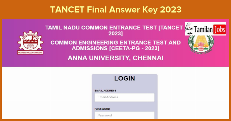 TANCET Final Answer Key 2023