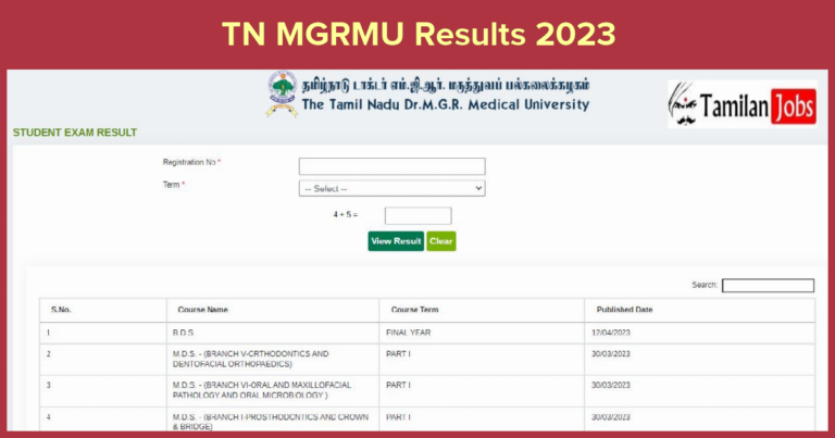 TN MGRMU Results 2023
