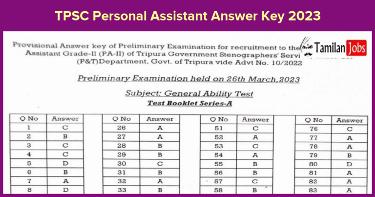 TPSC Personal Assistant Answer Key 2023