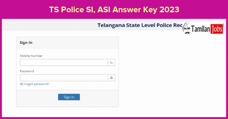 TS Police SI, ASI Answer Key 2023