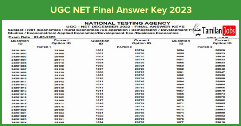 UGC NET Final Answer Key 2023