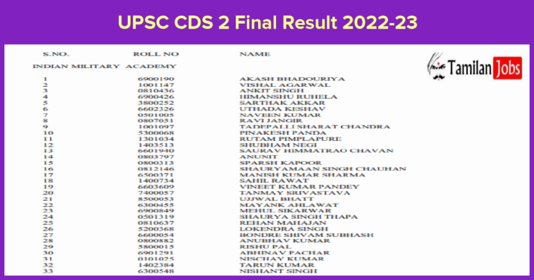 UPSC CDS 2 Final Result 2022-23