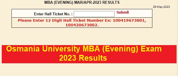 Osmania University MBA (Evening) Exam 2023 Result Out
