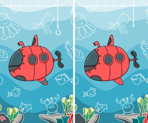 Brain Teaser: Find The 5 Differences Between The Submarine Pictures Under 9 Secs