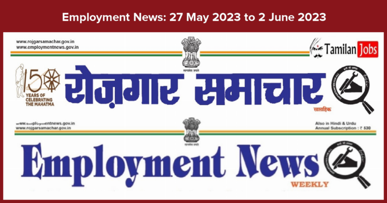 Employment News: 27 May 2023 to 2 June 2023