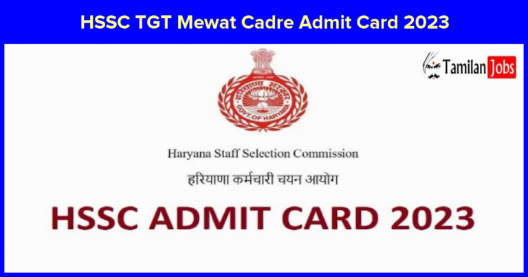 HSSC TGT Mewat Cadre Admit Card 2023 OUT, Check Out Details