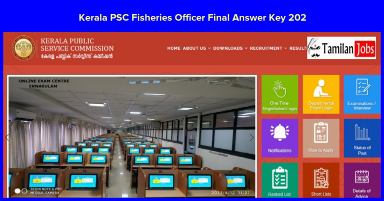 Kerala PSC Fisheries Officer Final Answer Key 2023 Released, Download PDF
