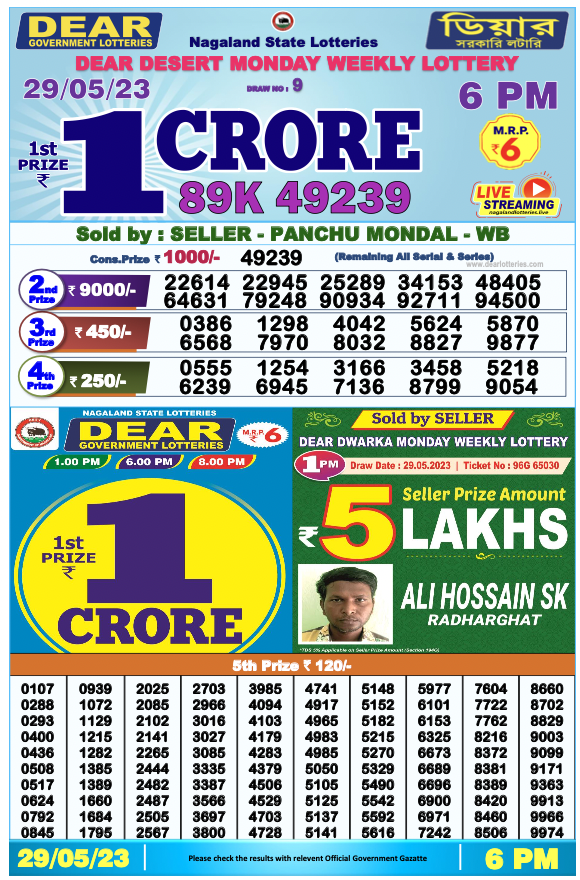 Nagaland State Lottery Today 29