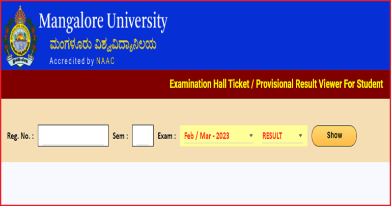 Mangalore University 5th Sem Result 2023