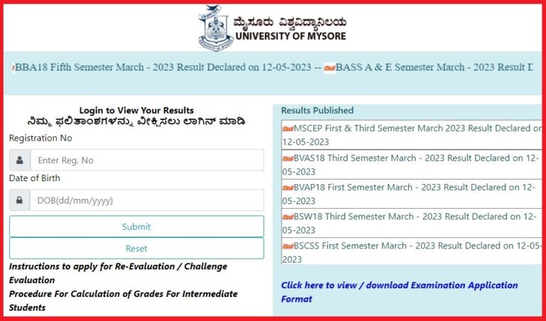 Mysore University MSCEP 1st & 3rd Sem Result 2023