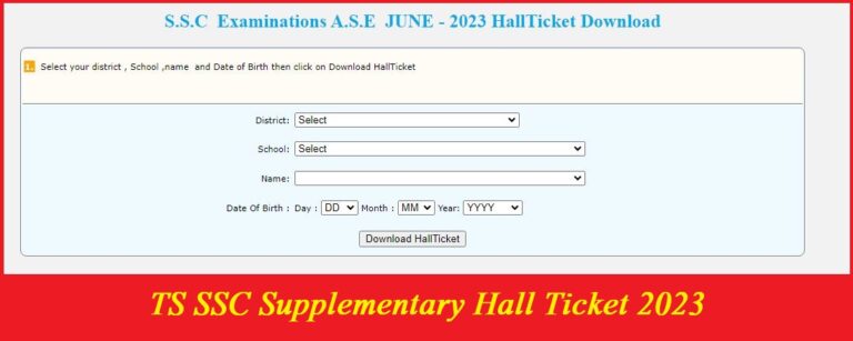 TS SSC Supplementary Exam Hall Ticket 2023 Out, Download