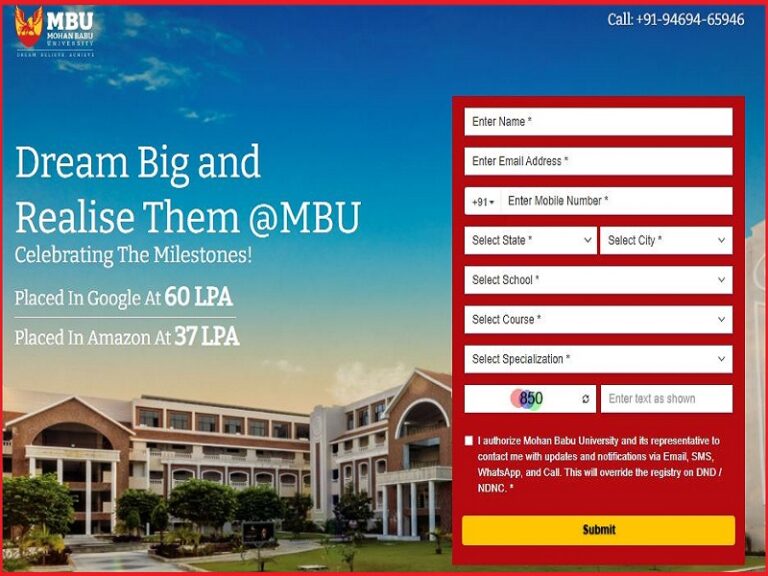 Mohan Babu University UG and PG programmes 2023 Applications