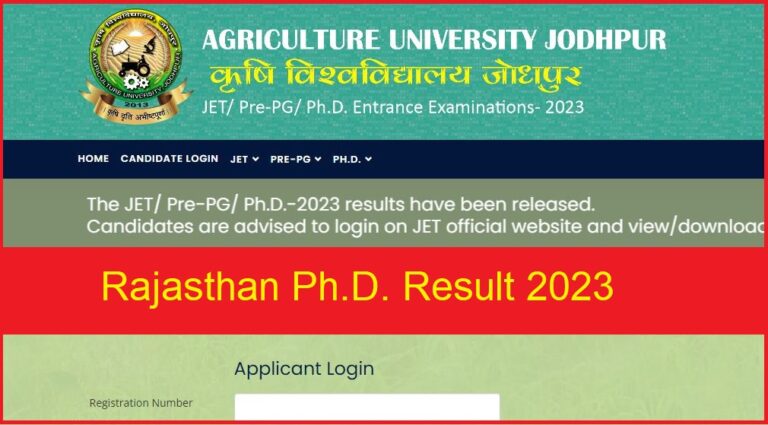 Rajasthan Ph.D. Result 2023 Released, Check Score Card and Cut off Marks