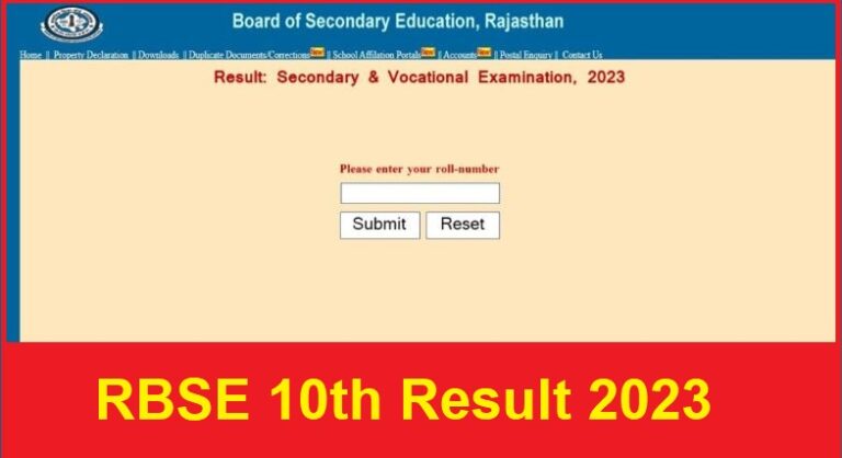 RBSE 10th Result 2023 Released, Check Rajasthan Board 10th Class Results 2023