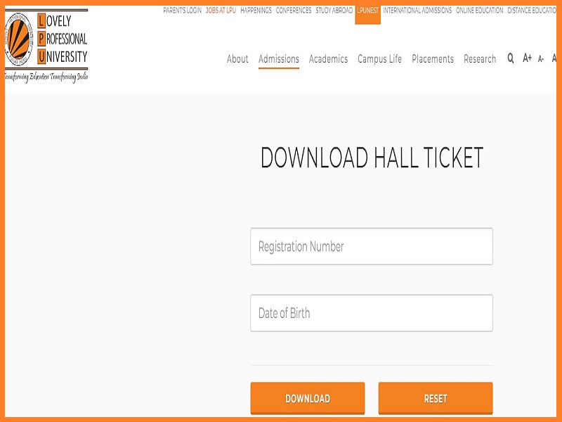 LPU NEST Admit Card 2023