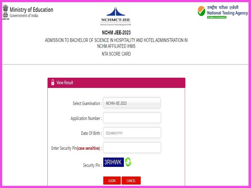 NTA NCHM JEE Results 2023