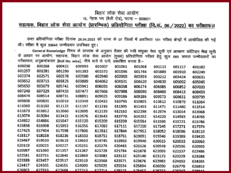 BPSC Assistant Result 2023