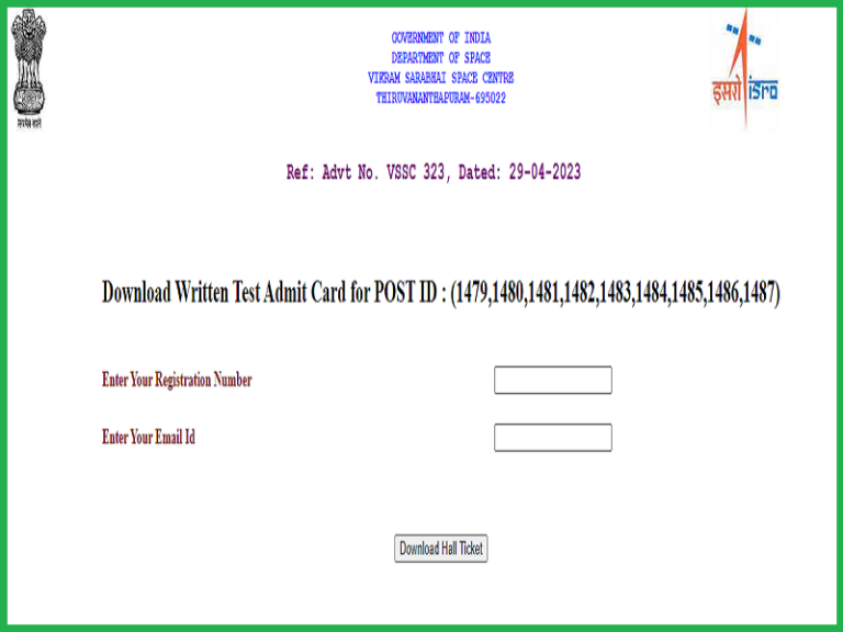 ISRO VSSC Admit Card 2023