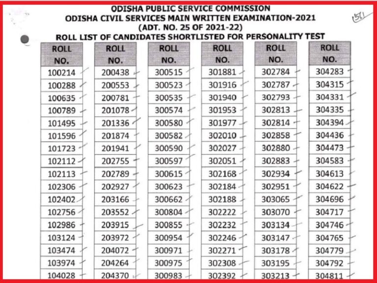 OPSC Civil Services Mains Result 2023