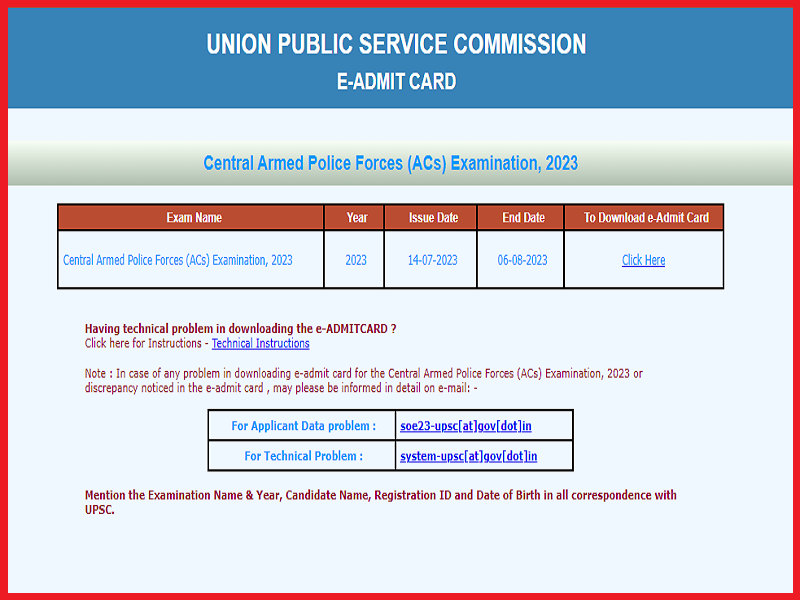 UPSC CAPF AC Admit Card 2023 Out Check Assistant Commandant Exam Date upsc-capf-ac-admit-card-2023-out-check-assistant-commandant-exam-date