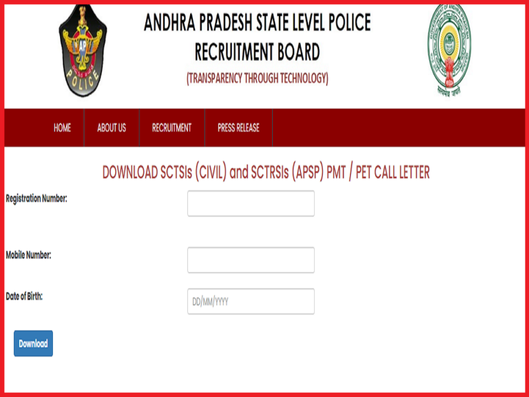 AP Police SI PMT PET Call Letter 2023
