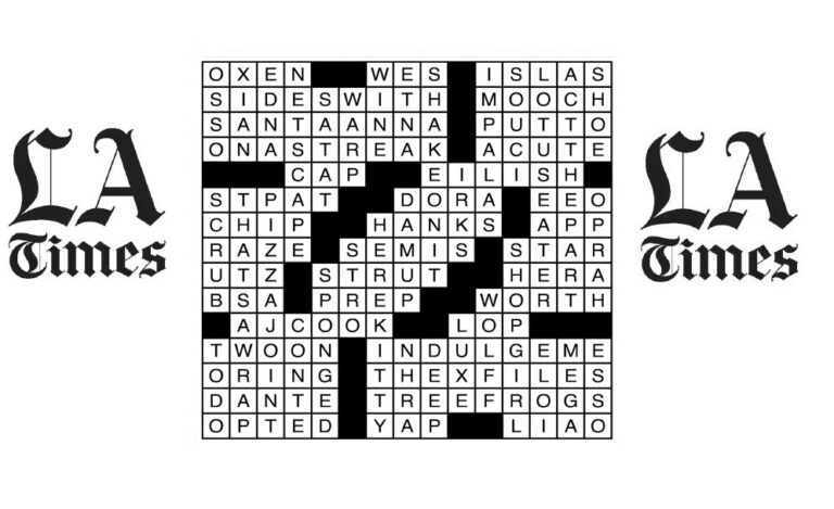 LA Times Crossword August 12 2023 Clues and Answers