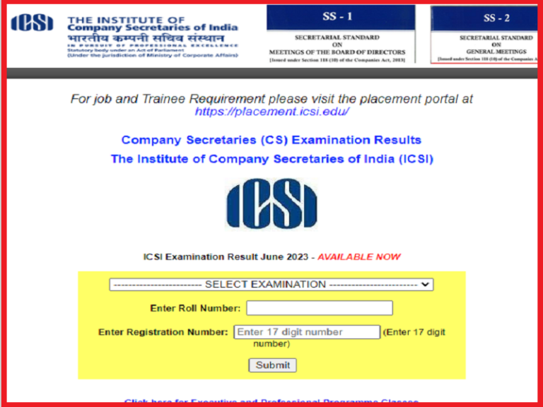 ICSI CS Result June 2023