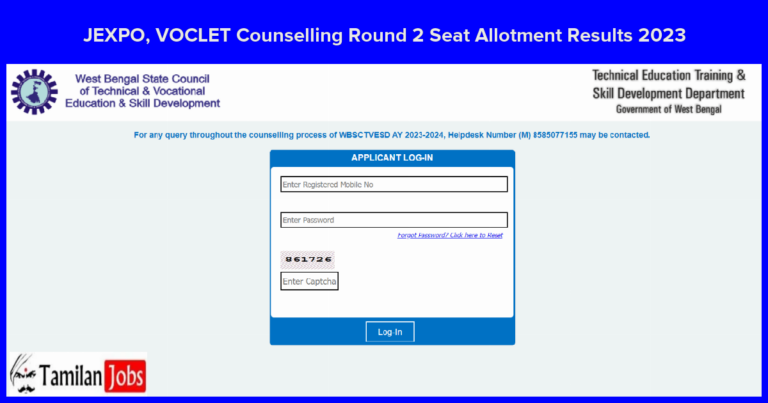 JEXPO, VOCLET Counselling Round 2 Seat Allotment Results 2023 (Out) – @webscte.co.in