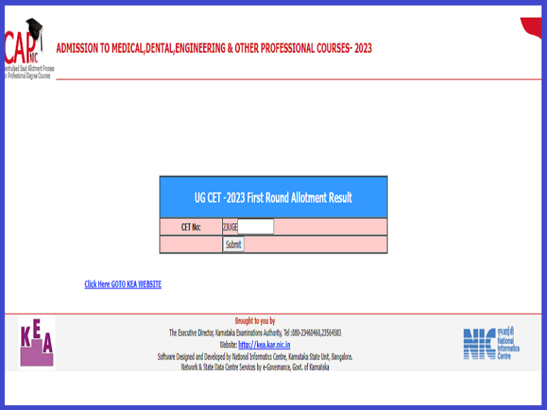 KCET 1st Round Seat Allotment Result 2023