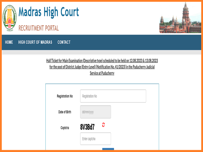 Madras High Court District Judge Mains Hall Ticket 2023