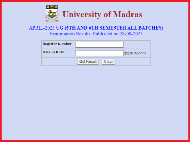Madras University 5th & 6th Sem Result 2023