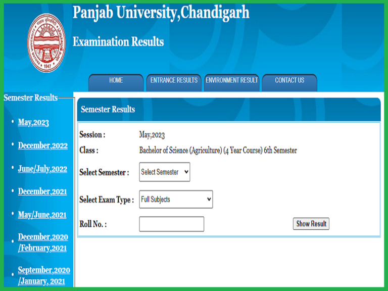 PU BSc Agriculture 4 Year 6th Sem Results 2023
