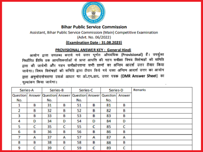 BPSC Assistant Answer Key 2023