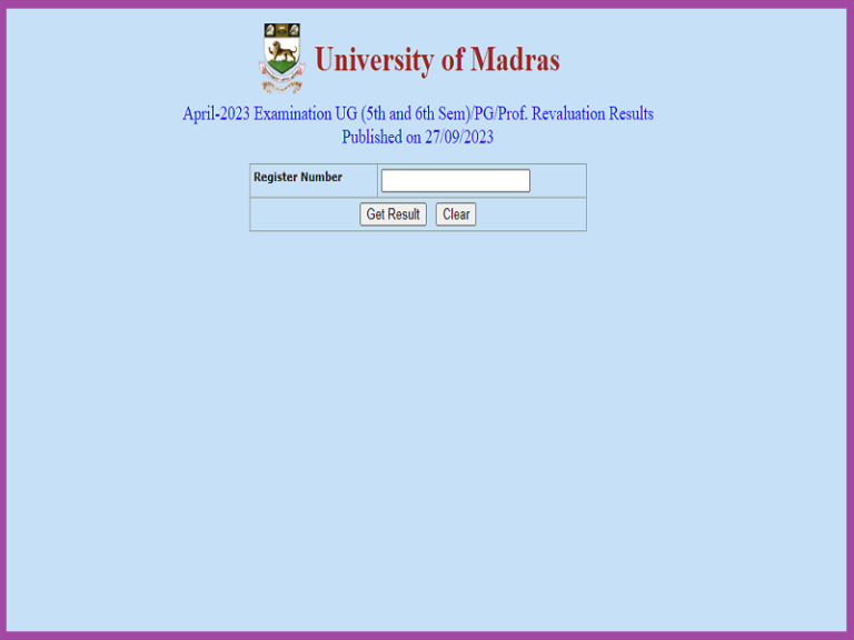 Madras University Re-evaluation Result 2023