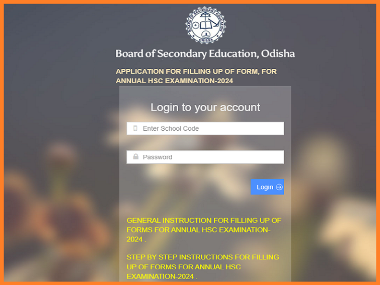 Odisha Board Exam 2024 HSC Application Form