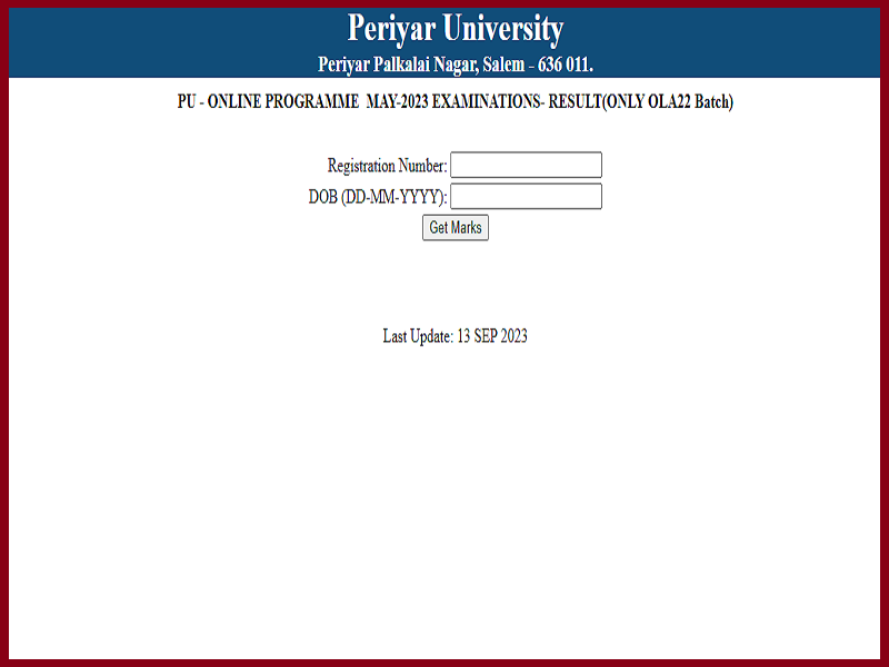 Periyar University May Exam Result 2023