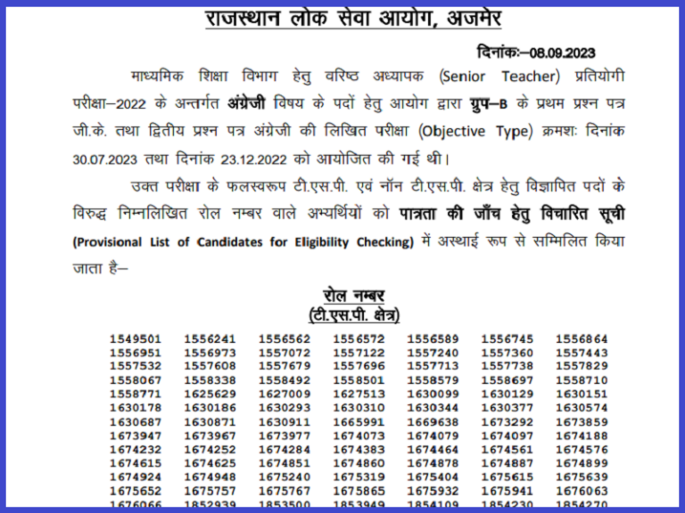 RPSC 2nd Grade Teacher Result 2023 (Out) Check Cut-Off Marks and Merit List