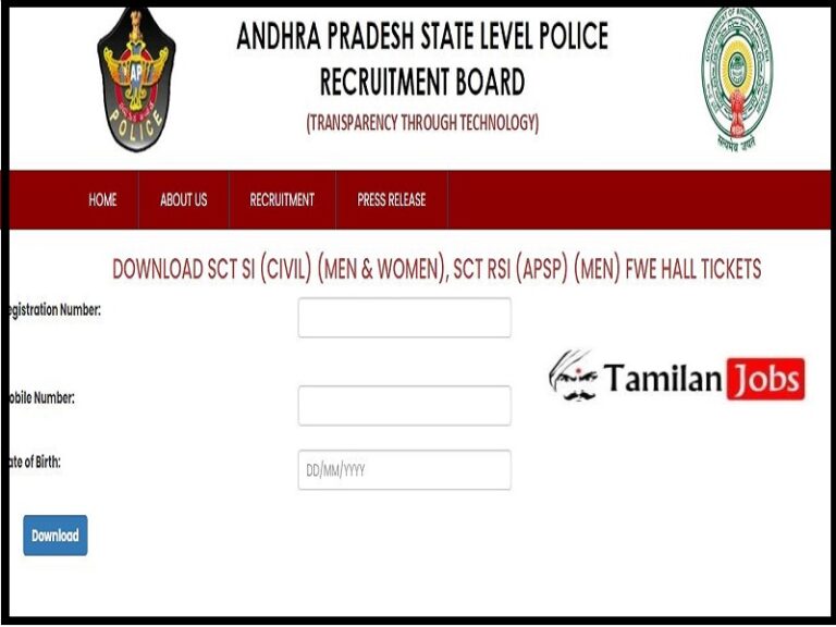 AP Police SI Final Written Exam Hall Ticket 2023