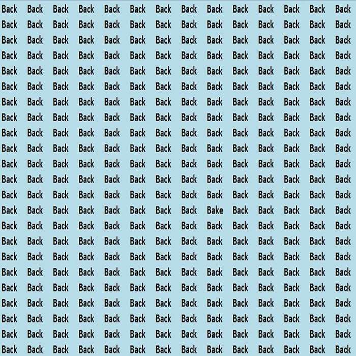 Optical Illusion: Can You Spot the Word ‘back’ Hidden within ‘bake’ in Under 20 Seconds?