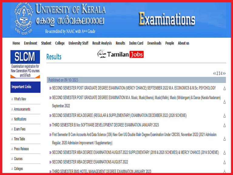 Kerala University Degree Result 2023