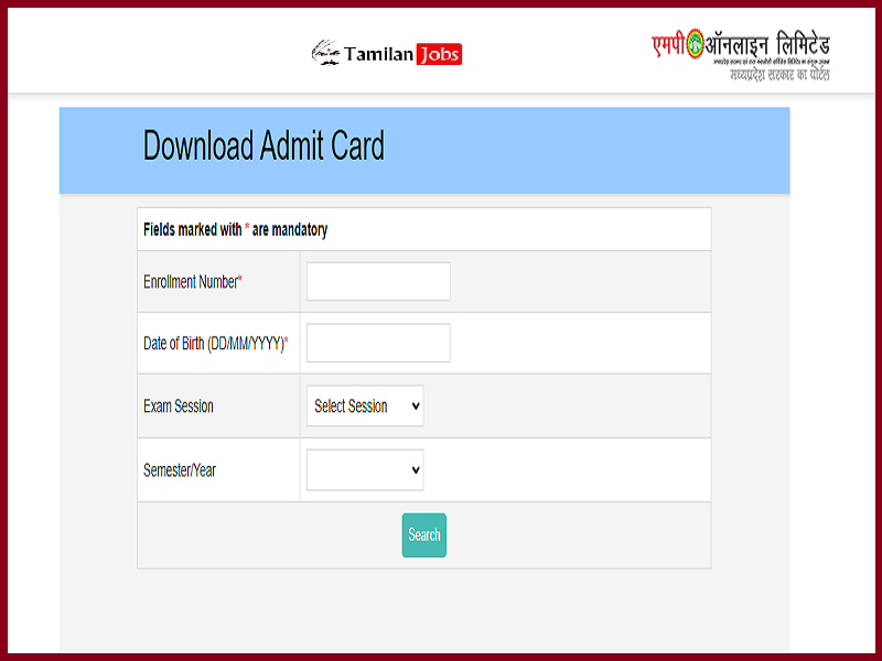 Raja Shankar Shah University Admit Card 2023