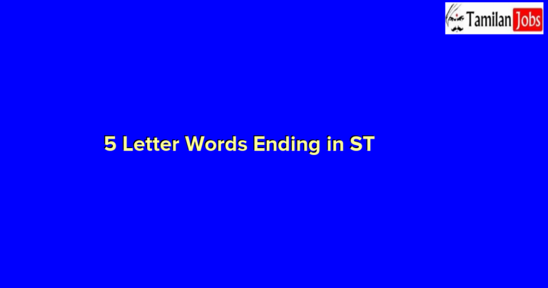 5 Letter Words Ending in ST