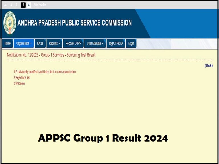 APPSC Group 1 Result 2024